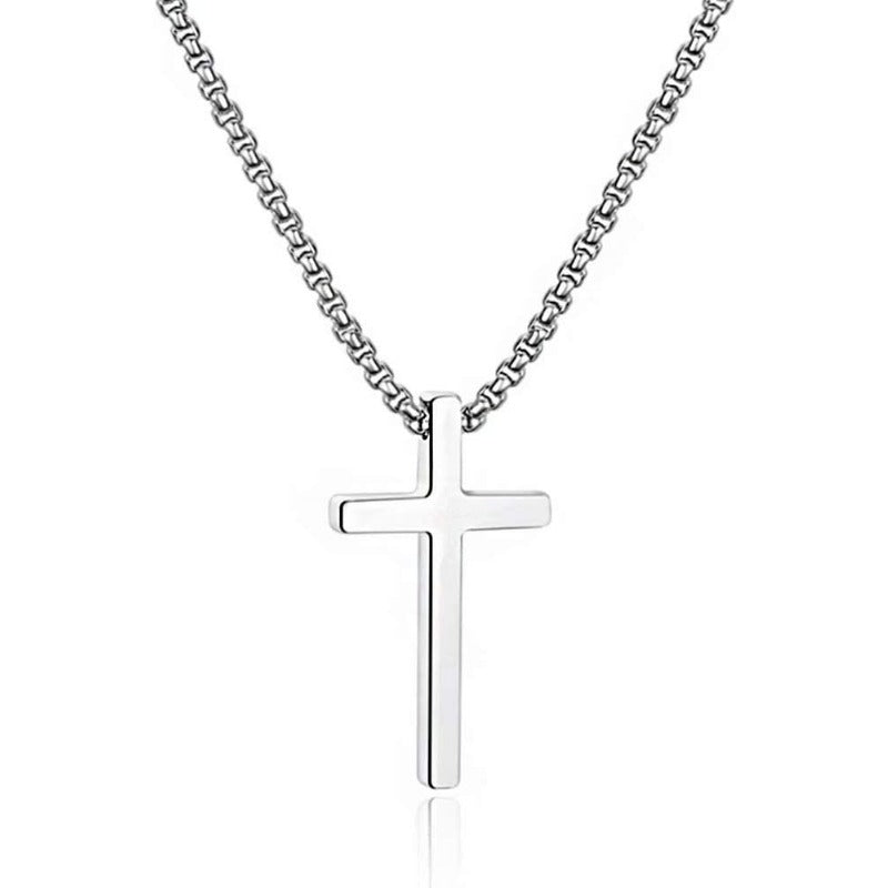 Gold Stainless Steel Plain Cross Pendant Necklace