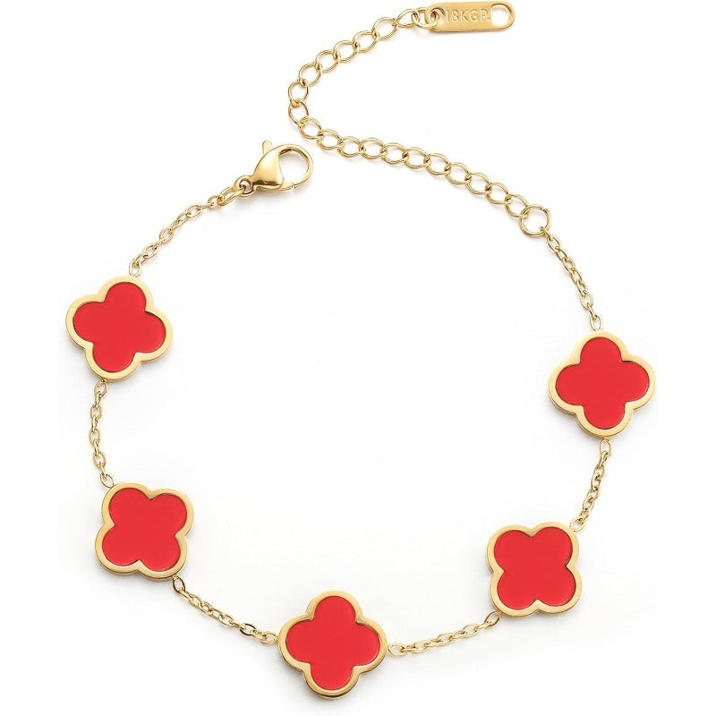 Blessed Soul Multi- Flower Four Leaf Link Bracelets Trendy