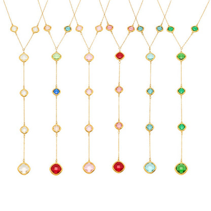 Magical Drops- Shiny Faceted Glass Long Tassel Necklace