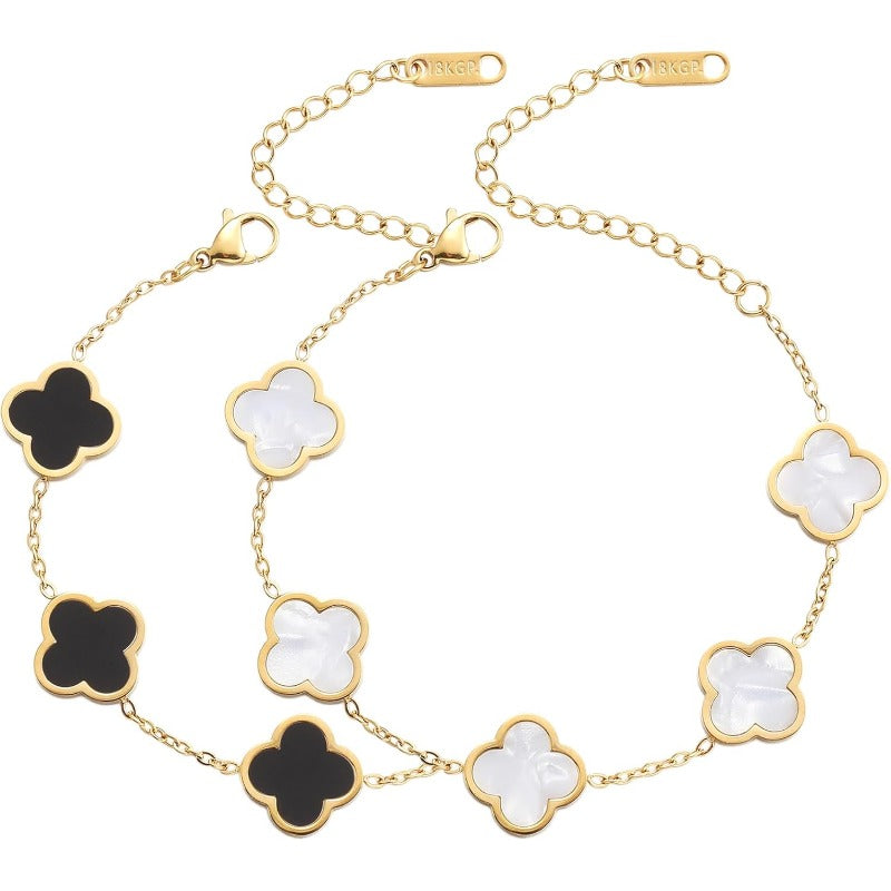 Blessed Soul Multi- Flower Four Leaf Link Bracelets Trendy