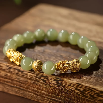 Fulfillment of Potential-Green Jade Serenity Prosperity Charm Bracelet