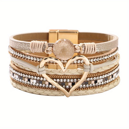 Bohemian Multi-layer Leather Hand-woven Magnetic Clasp Bracelet