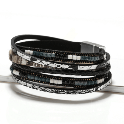 Magnetic Buckle-Multi Layers PU Leather Bracelet Boho Style Hand Jewelry Decoration