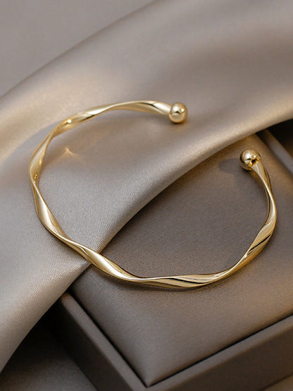 1pc Minimalist Chic Textured Gold Color Bracelet