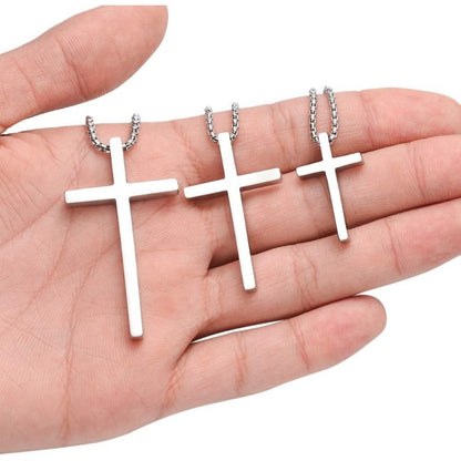 Gold Stainless Steel Plain Cross Pendant Necklace