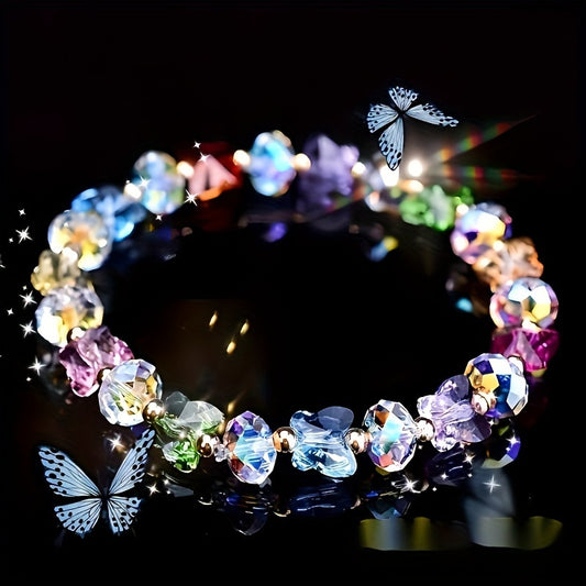 Elegant Design Butterfly Glass Crafted Bracelet