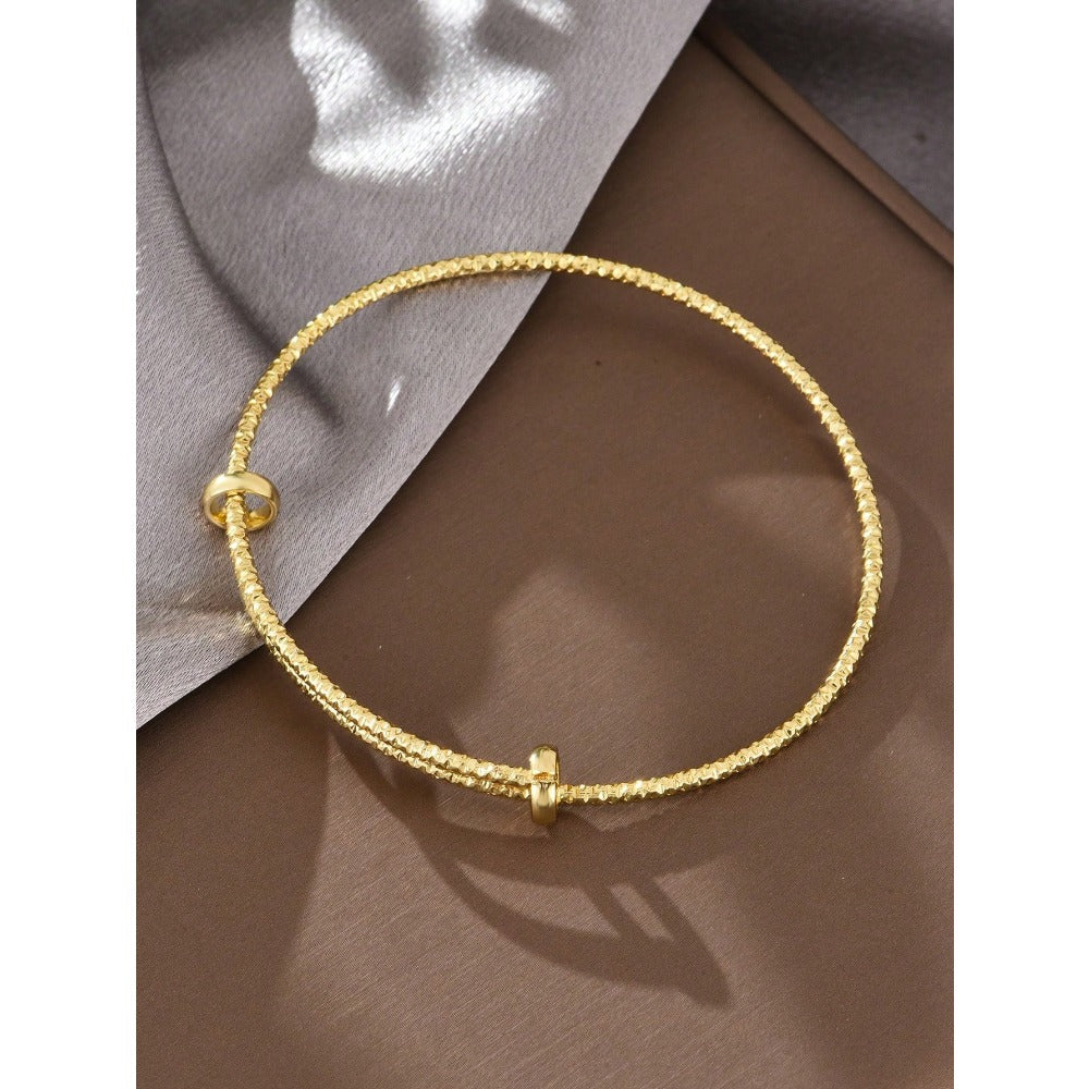 1pc Minimalist Chic Textured Gold Color Bracelet