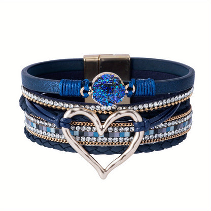 Bohemian Multi-layer Leather Hand-woven Magnetic Clasp Bracelet