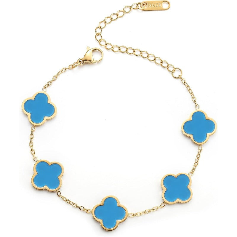 Blessed Soul Multi- Flower Four Leaf Link Bracelets Trendy
