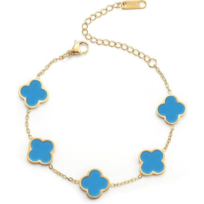 Blessed Soul Multi- Flower Four Leaf Link Bracelets Trendy