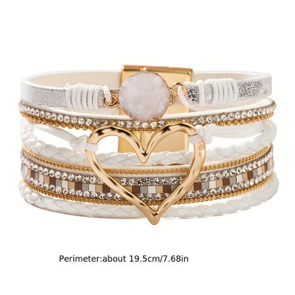 Bohemian Multi-layer Leather Hand-woven Magnetic Clasp Bracelet