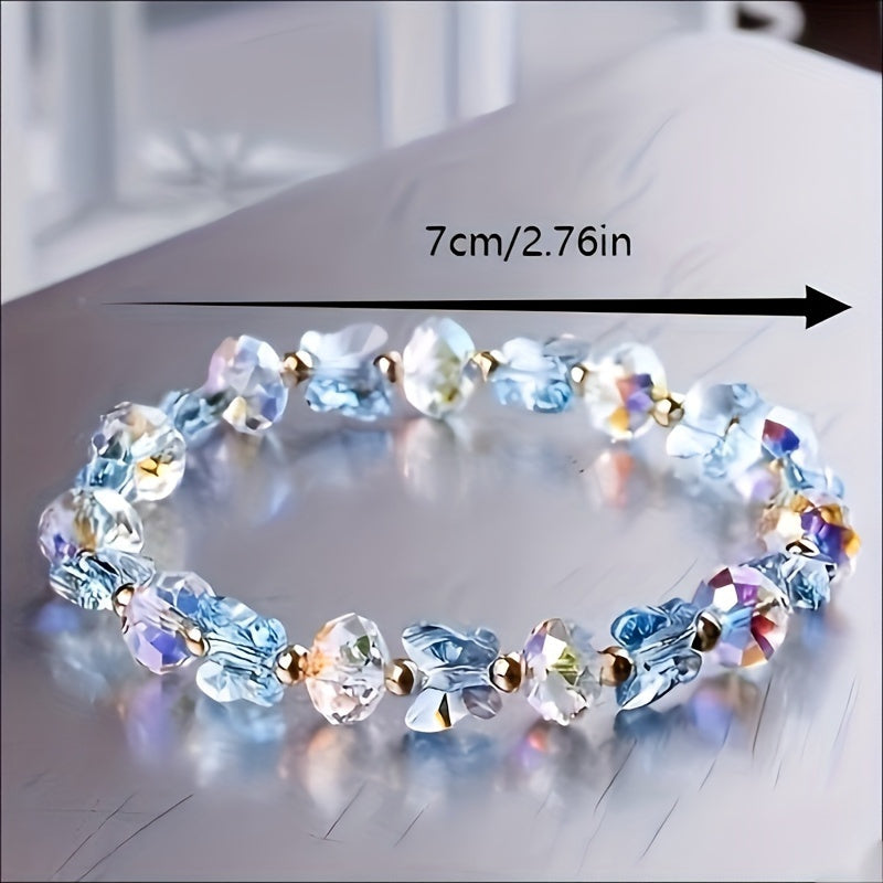 Elegant Design Butterfly Glass Crafted Bracelet