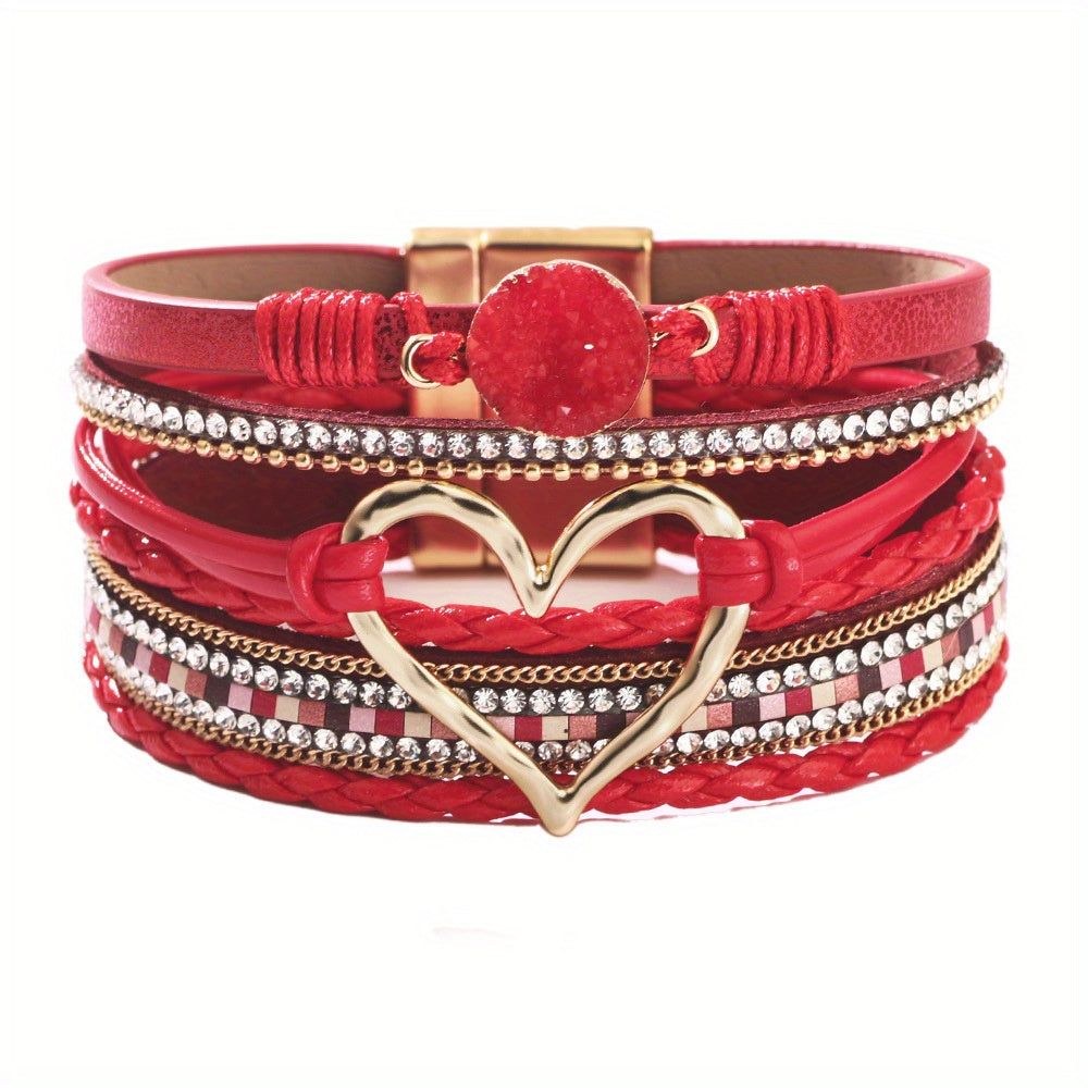 Bohemian Multi-layer Leather Hand-woven Magnetic Clasp Bracelet