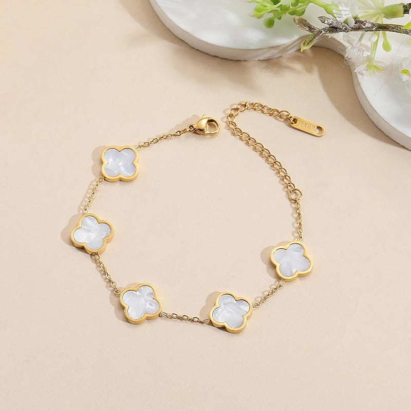 Blessed Soul Multi- Flower Four Leaf Link Bracelets Trendy
