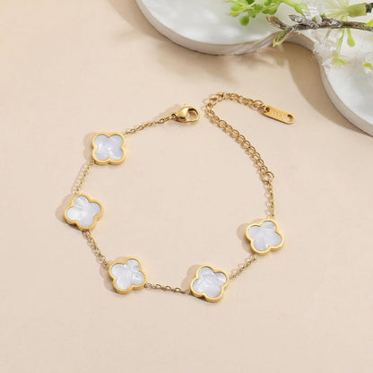 Blessed Soul Multi- Flower Four Leaf Link Bracelets Trendy