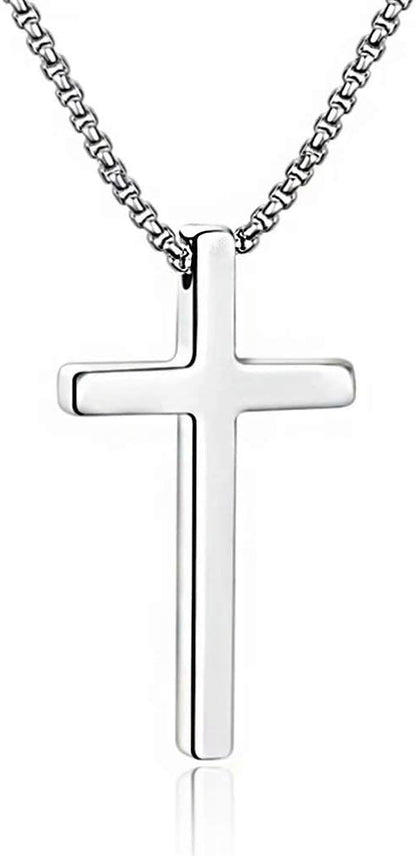 Gold Stainless Steel Plain Cross Pendant Necklace