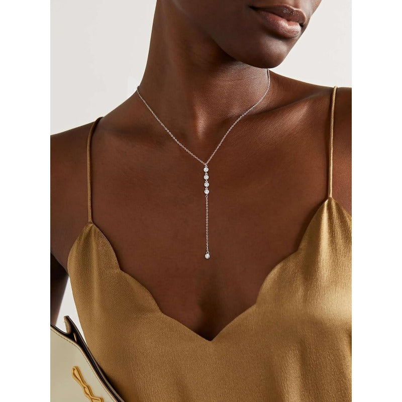 Y-Shaped Pendant Trendy Layered Beaded Chain Drop Necklaces