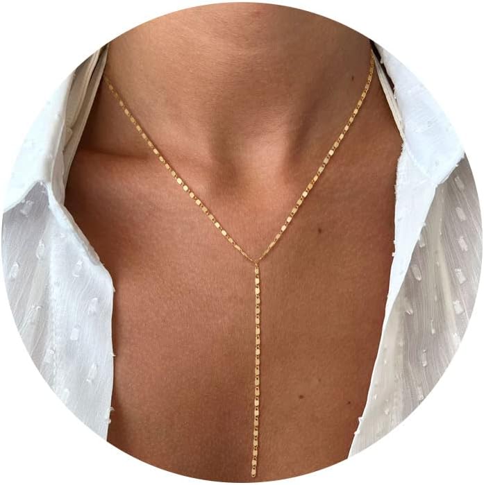 Y-Shaped Pendant Trendy Layered Beaded Chain Drop Necklaces