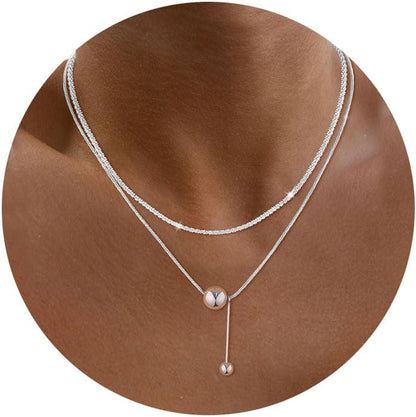 Y-Shaped Pendant Trendy Layered Beaded Chain Drop Necklaces