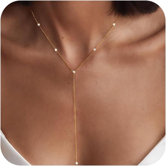 Y-Shaped Pendant Trendy Layered Beaded Chain Drop Necklaces