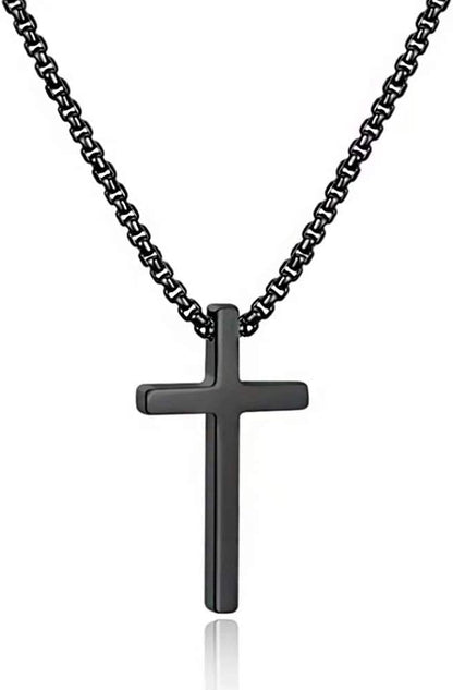 Gold Stainless Steel Plain Cross Pendant Necklace