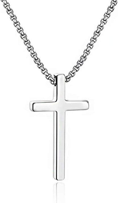 Gold Stainless Steel Plain Cross Pendant Necklace