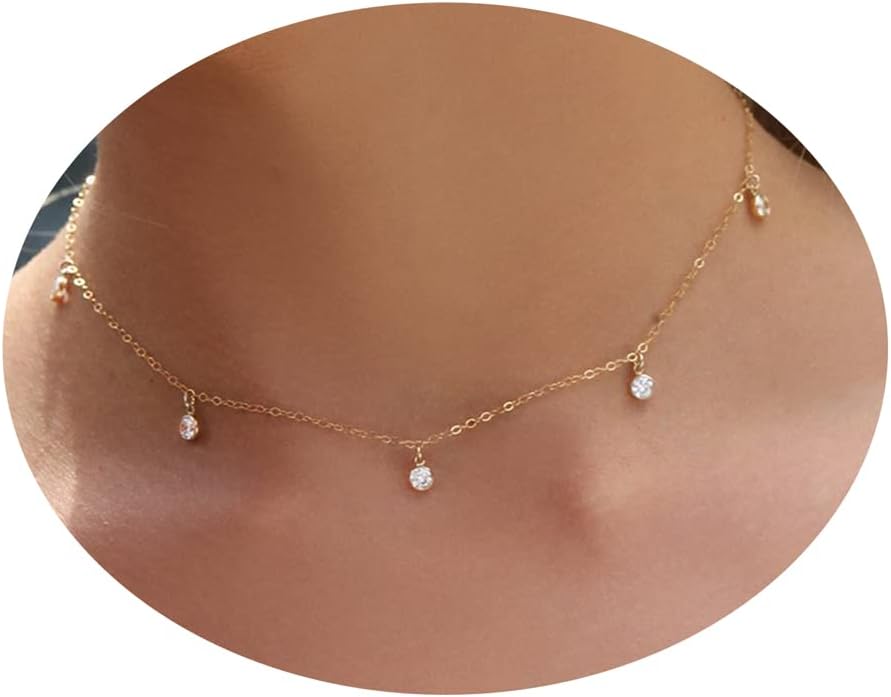 Tewiky Diamond Necklaces Sterling Silver Choker Women Necklace