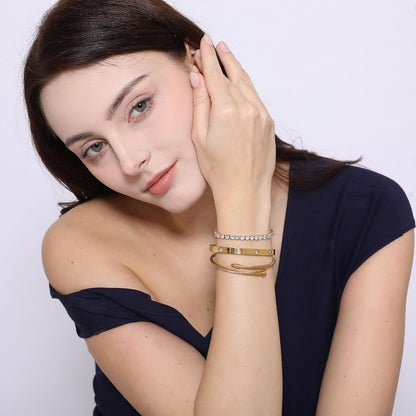 18K Gold Plated Love Bangle Cubic Zirconia Bracelet