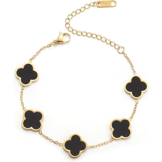 Blessed Soul Multi- Flower Four Leaf Link Bracelets Trendy