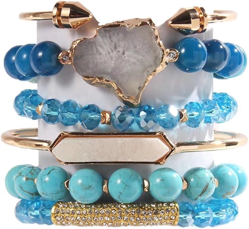 Healing Turquoise Jasper Agate Crystal Gemstone Handmade Bracelet
