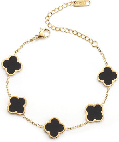 Blessed Soul Multi- Flower Four Leaf Link Bracelets Trendy