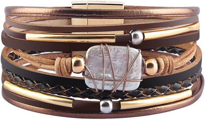 Women Handmade Multi-Layer Leather Wrap Bracelet