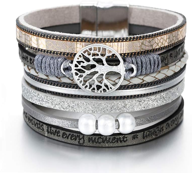 Women Handmade Multi-Layer Leather Wrap Bracelet