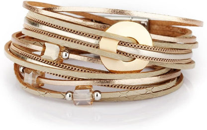 Women Handmade Multi-Layer Leather Wrap Bracelet