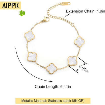 Blessed Soul Multi- Flower Four Leaf Link Bracelets Trendy