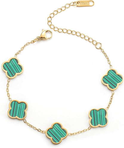 Blessed Soul Multi- Flower Four Leaf Link Bracelets Trendy