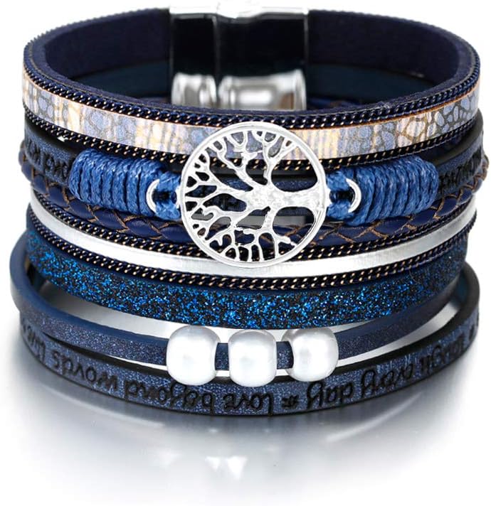 Women Handmade Multi-Layer Leather Wrap Bracelet