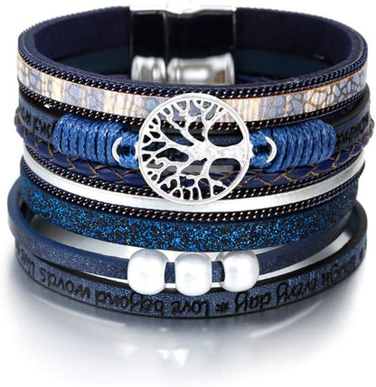 Women Handmade Multi-Layer Leather Wrap Bracelet