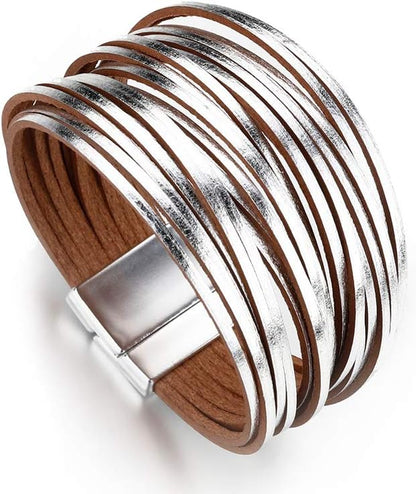 Women Handmade Multi-Layer Leather Wrap Bracelet