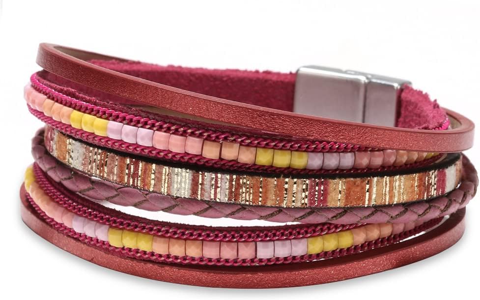 Women Handmade Multi-Layer Leather Wrap Bracelet