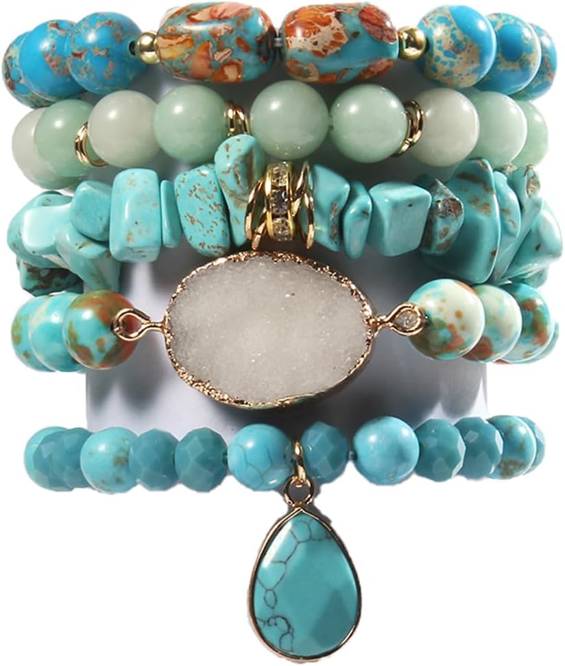 Healing Turquoise Jasper Agate Crystal Gemstone Handmade Bracelet