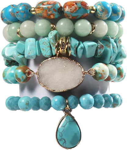 Healing Turquoise Jasper Agate Crystal Gemstone Handmade Bracelet