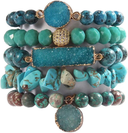 Healing Turquoise Jasper Agate Crystal Gemstone Handmade Bracelet