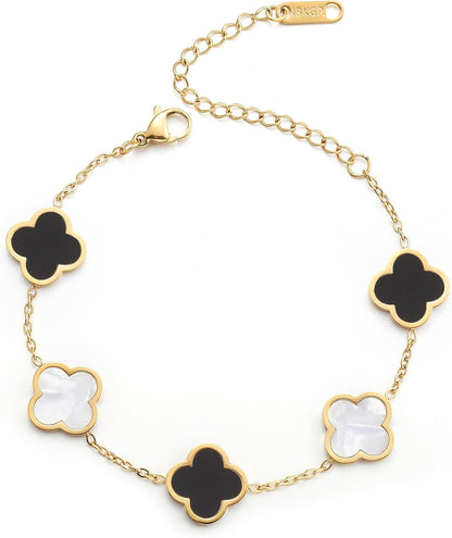 Blessed Soul Multi- Flower Four Leaf Link Bracelets Trendy