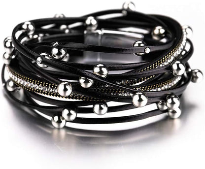 Women Handmade Multi-Layer Leather Wrap Bracelet