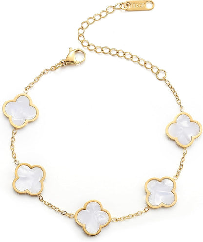 Blessed Soul Multi- Flower Four Leaf Link Bracelets Trendy