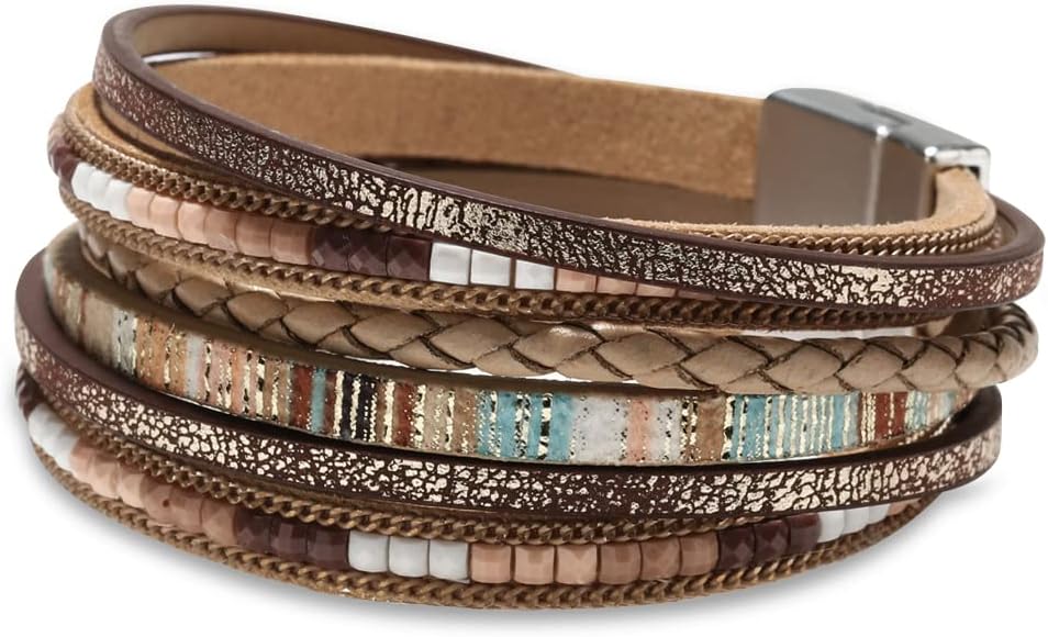 Women Handmade Multi-Layer Leather Wrap Bracelet