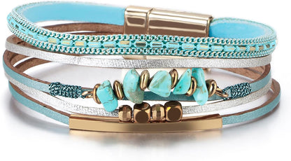 Women Handmade Multi-Layer Leather Wrap Bracelet