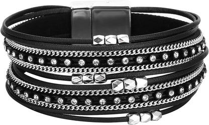 Women Handmade Multi-Layer Leather Wrap Bracelet