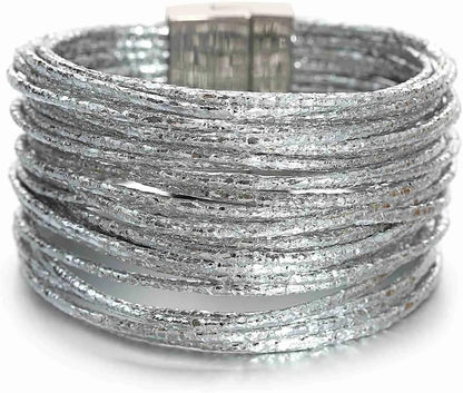 Boho Leather Wrap Multi-Layer Pearl Crystal Bracelet